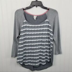 One September Anthropologie Womens Size Small Gray & White Striped Hi Low Top